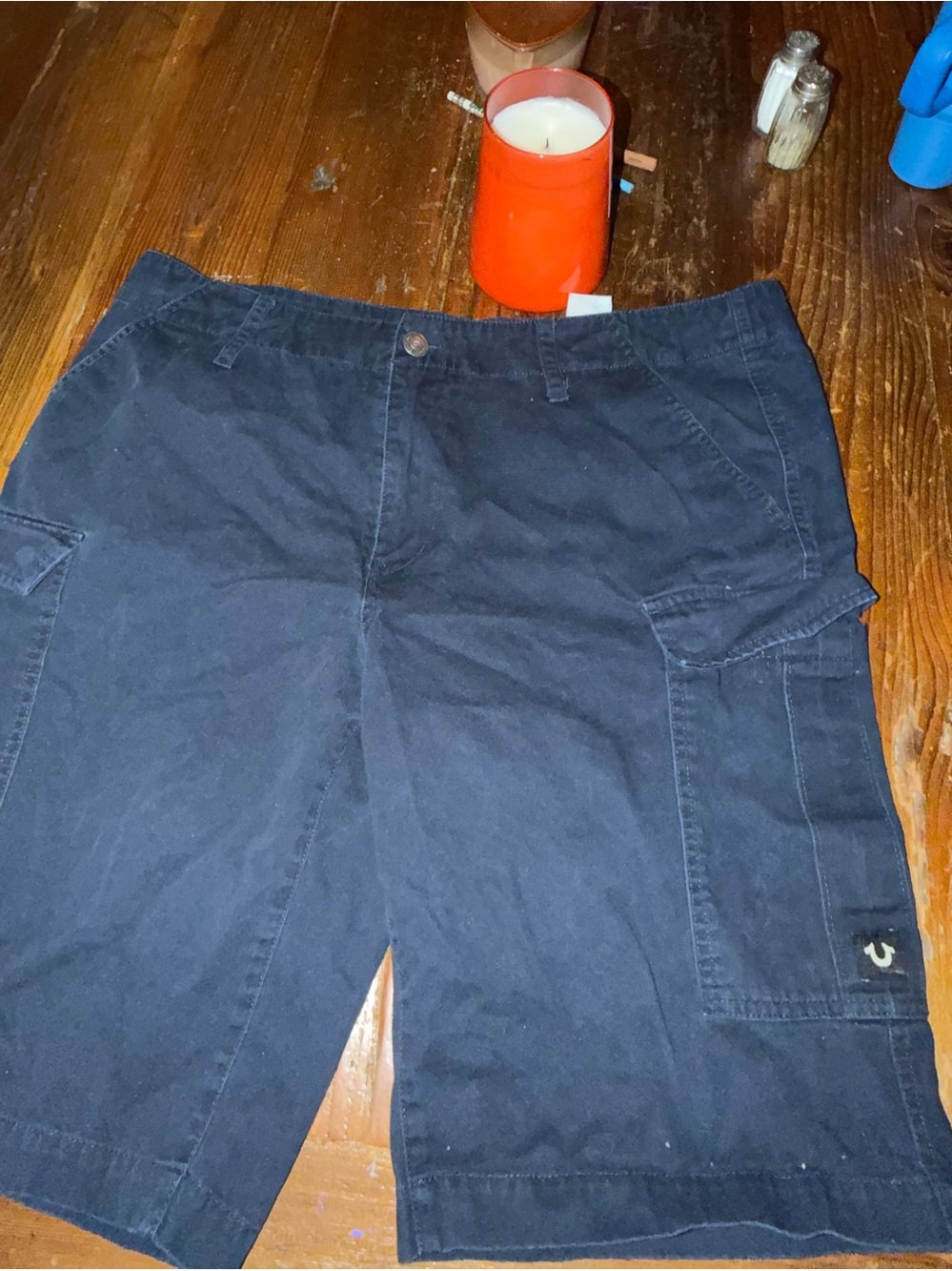 True Religion Men’s Cargo Shorts Size 36 Navy Blue Utility Casual Shorts